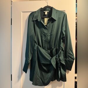 H&M dark teal satin romper